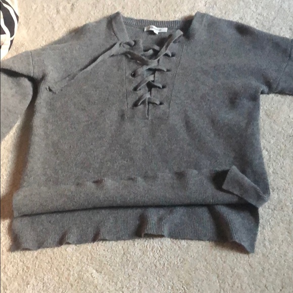Madewell gray wool lace up sweater - Picture 4 of 4